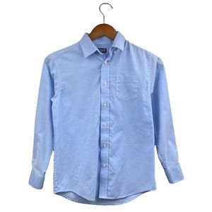 Chaps Blue Oxford Button Down Dress Shirt Long Sleeve Single Pocket Boys Size 12